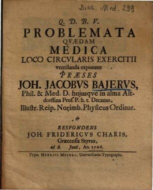 Problemata quaedam medica : loco circularis exercitii