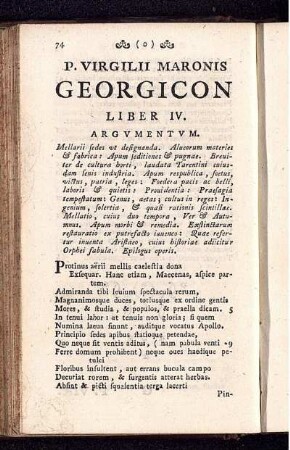 P. Virgilii Maronis Georgicon Liber IV.
