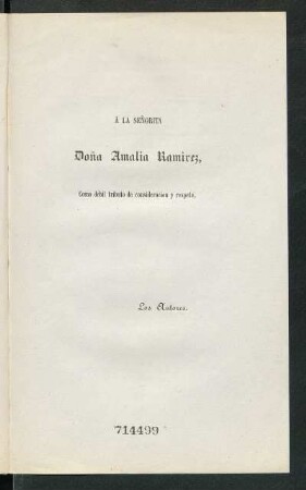 [Dedicatoria] A la señorita Doña Amalia Ramírez