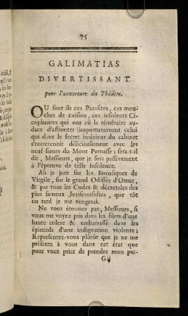 75-81, Galimatias Divertissant...