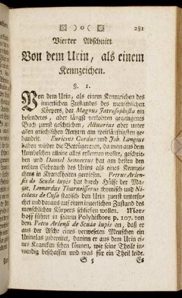 Vierter Abschnitt. Von dem Urin, als einem Kennzeichen.