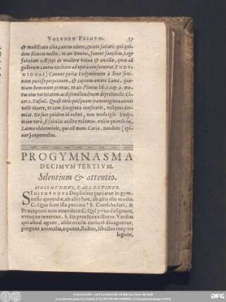 Progymnasma Decimum Tertium. Silentium & attentio. Sigismundus, Caelestinus.