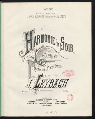 Harmonie du soir : caprice pour harmonium ou orgue expressif