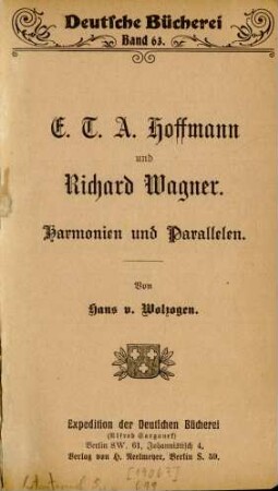 E. T. A. Hoffmann und Richard Wagner : Harmonien und Parallelen