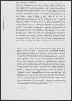 Artikel von C. Abbado über Kuba