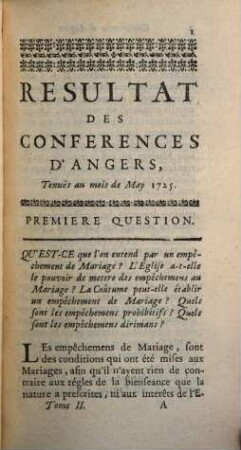 Conferences Ecclesiastiques Du Diocese D'Angers, [18]. Sur le Mariage, comme Sacrement & comme Contrat Civil. Tome 2