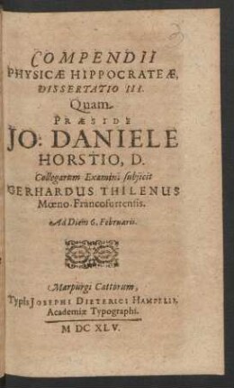 3: [De Mundo, Coelo, Elementis] : Ad Diem 6. Februarii