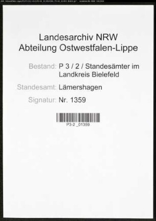 Sterberegister Standesamt Lämershagen