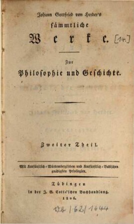 Präludien zur Philosophie der Geschichte der Menschheit