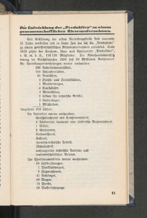 Die Entwicklung der "Produktion" zu einem genossenschaftlichen Riesenunternehmen.