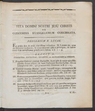 Sectio I. Conceptio, Nativitas, Infantia, Et Adolescentia Christi