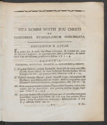 Sectio I. Conceptio, Nativitas, Infantia, Et Adolescentia Christi