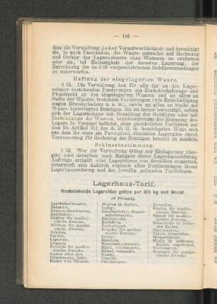 Lagerhaus-Tarif.