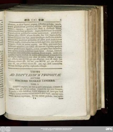 Theses Ad Disputandum Propositae Auctore Ioachimo Henrico Zandero.