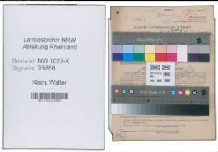 Entnazifizierung Walter Klein , geb. 24.08.1898 (Postbeamter)