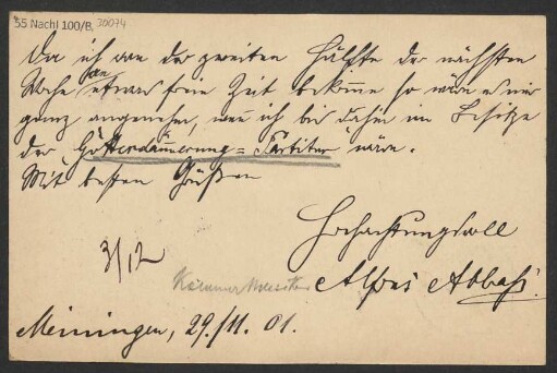 Brief an B. Schott's Söhne : 29.11.1901