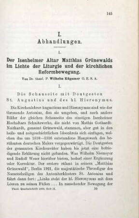 145-163 Der Isenheimer Altar Matthias Grünewalds im Lichte der Liturgie und der kirchlichen Reformbewegung