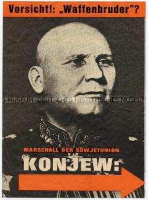 Antisowjetisches Propagandaflugblatt mit einem Zitat von Marschall Konew über die Greuel des 2. Weltkrieges