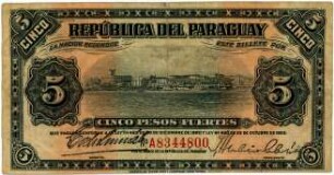 Geldschein, 5 Pesos, 1923