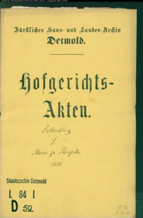 Detering, Johann gegen Henrich Meier zu Heipke - Schuldforderung