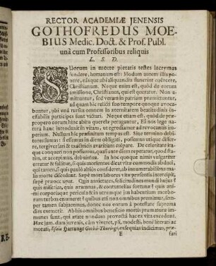 Rector Academiæ Jenensis [...]