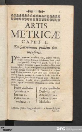 Caput I. De Carminum pedibus seu mensuris.