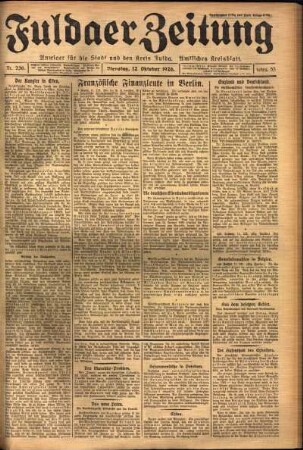 Ausgabe vom Dienstag, den 12. Oktober 1926.