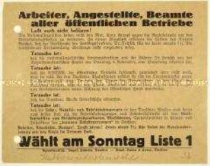 Handzettel der SPD gegen die NSDAP und Aufruf zur Stadtverordnetenwahl 1932 in Dresden