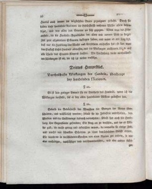 Drittes Hauptstück. Vortheilhafte Wirkungen des Handels, überhaupt bey handelnden Nationen.