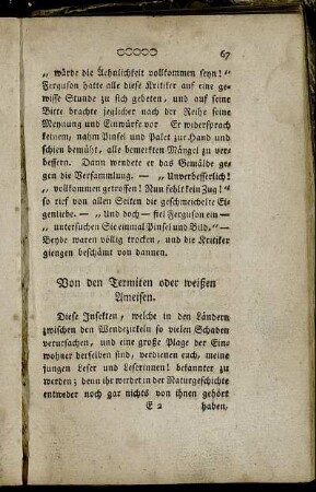 Von den Termiten oder weißen Ameisen. - Die unglückliche Verkleidung.