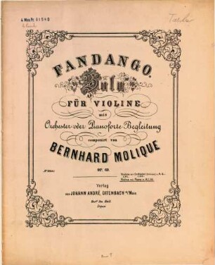 Fandango : Solo für Violine mit Orchester- oder Pianofortebegl. ; op. 60