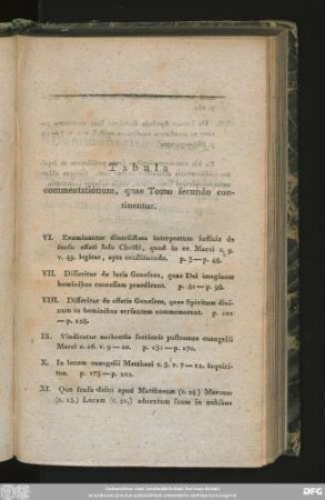Tabula commentationum, quae Tomo secundo continentur.