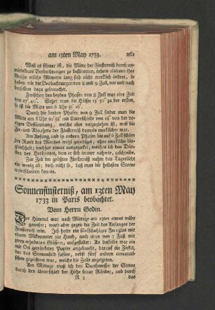 Sonnennfinsternis, am 13ten May 1733 in Paris beobachtet.