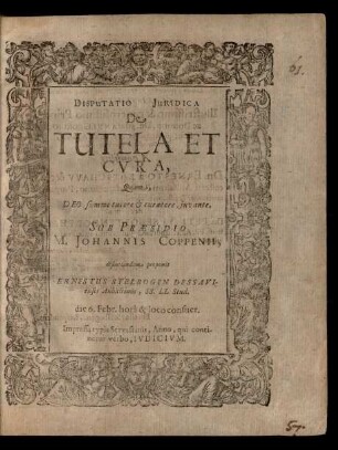 Disputatio Iuridica De Tutela Et Cura