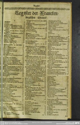 Register der Franckenbergischen Chronick