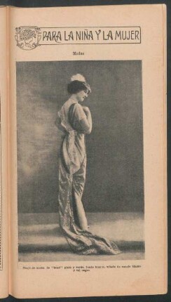 Modas - Traje de noche, de "lamé" plata [...] - [Fotografía] : Para la niña y la mujer