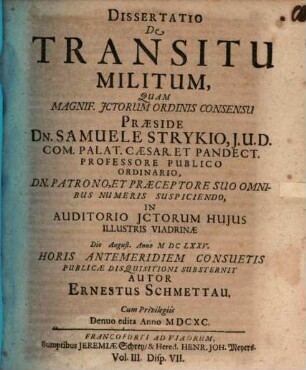 Diss. de transitu militum