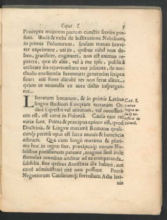 Cap. I. Latinae lingua usus & neceßitas in Polonia.