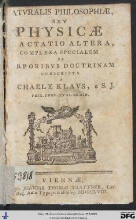 Natvralis Philosophiae Sev Physicae Tractatio Altera, Complexa Specialem De Corporibus Doctrinam
