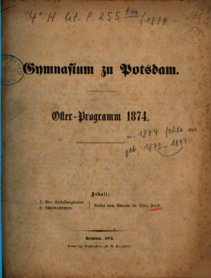 Oster-Programm. 1874