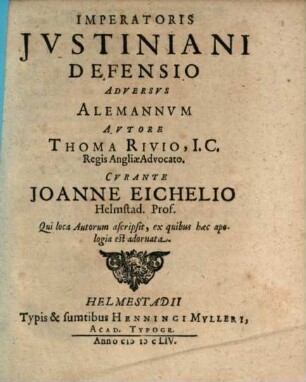 Imperatoris Iustiniani defensio adversus Alemanum