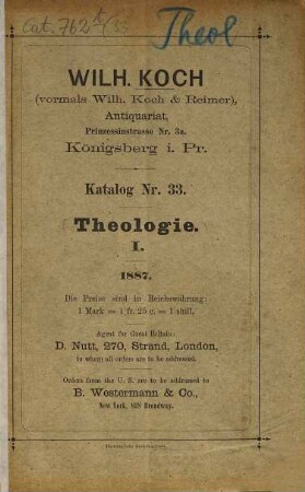 Katalog. 33. 1887