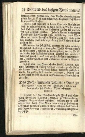 Beschreib. des dasigen Waysenhauses