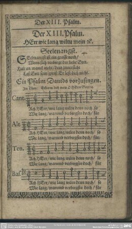 Der XIII. Psalm. HErr wie lang wiltu mein [et]c.