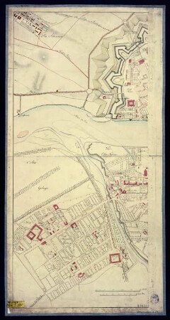 Plan von Friedrichstadt u. den angrenzenden Stadtteilen, 1:4 000, Handzeichnung, um 1790 : Plan von Friedrichstadt u. den angrenzenden Stadtteilen. Ende 18 Jh. (1: 4 000). 75 x 34,5 cm (Handzeichnung)