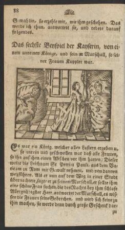 Das sechste Beyspiel der Kayserin, von einem unreinen Könige, und seinem Marschall ...