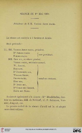 Séance du 1er mai 1896