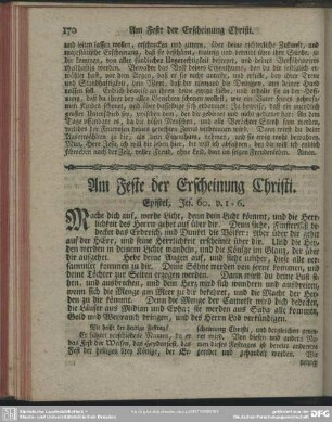 Am Feste der Erscheinung Christi. Epistel, Jes. 60. v. 1-6