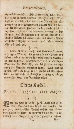 Viertes Kapitel. Von den Urtheilen oder Sätzen