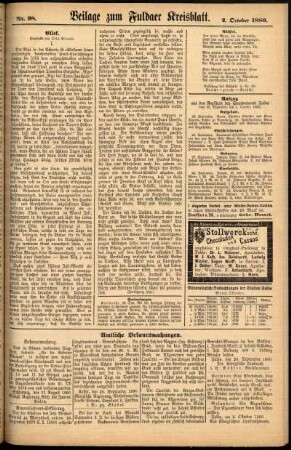 Zweite Ausgabe vom Samstag, den 02. Oktober 1880.
